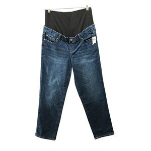 NWOT Gap Maternity True Waistband Girlfriend Jeans 30 / 10R Dark Wash Blue